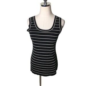 Exclusively Misook Tank Top Women's Size XS Black White Striped